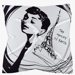 100% silk Black and White Parisian Art Scarf